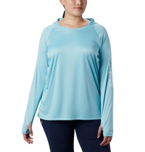 Hanorac Cu Gluga Columbia PFG Tidal Tee Dama Albastri | Plus Size GTA8S901Q